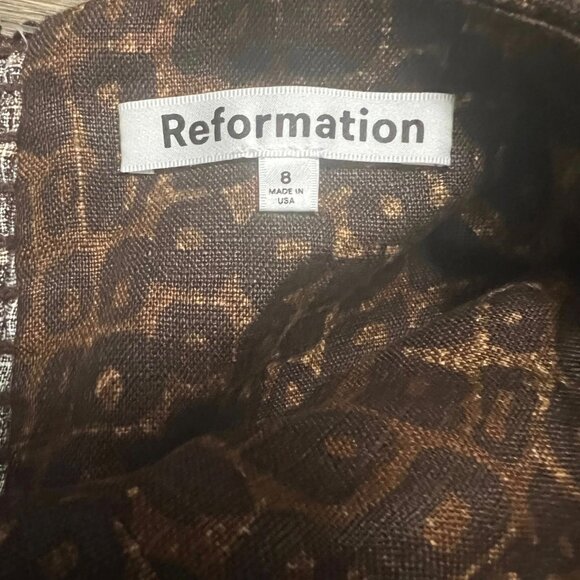 Reformation Madilyn Linen Dress Strapless Brown Size 8 - Picture 3 of 5